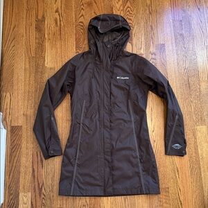 Columbia | Omni-Tech Rain Jacket | Women’s Brown Hooded Waterproof Coat | XS